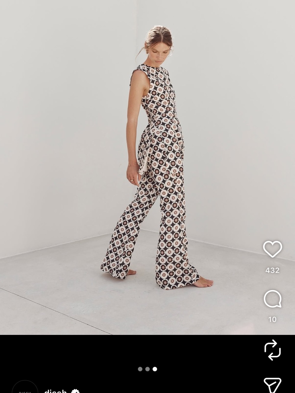 DISSH Dixon Print Tunic and Pant Set Brown & Cream Retro Circle Print - Picture 3 of 8